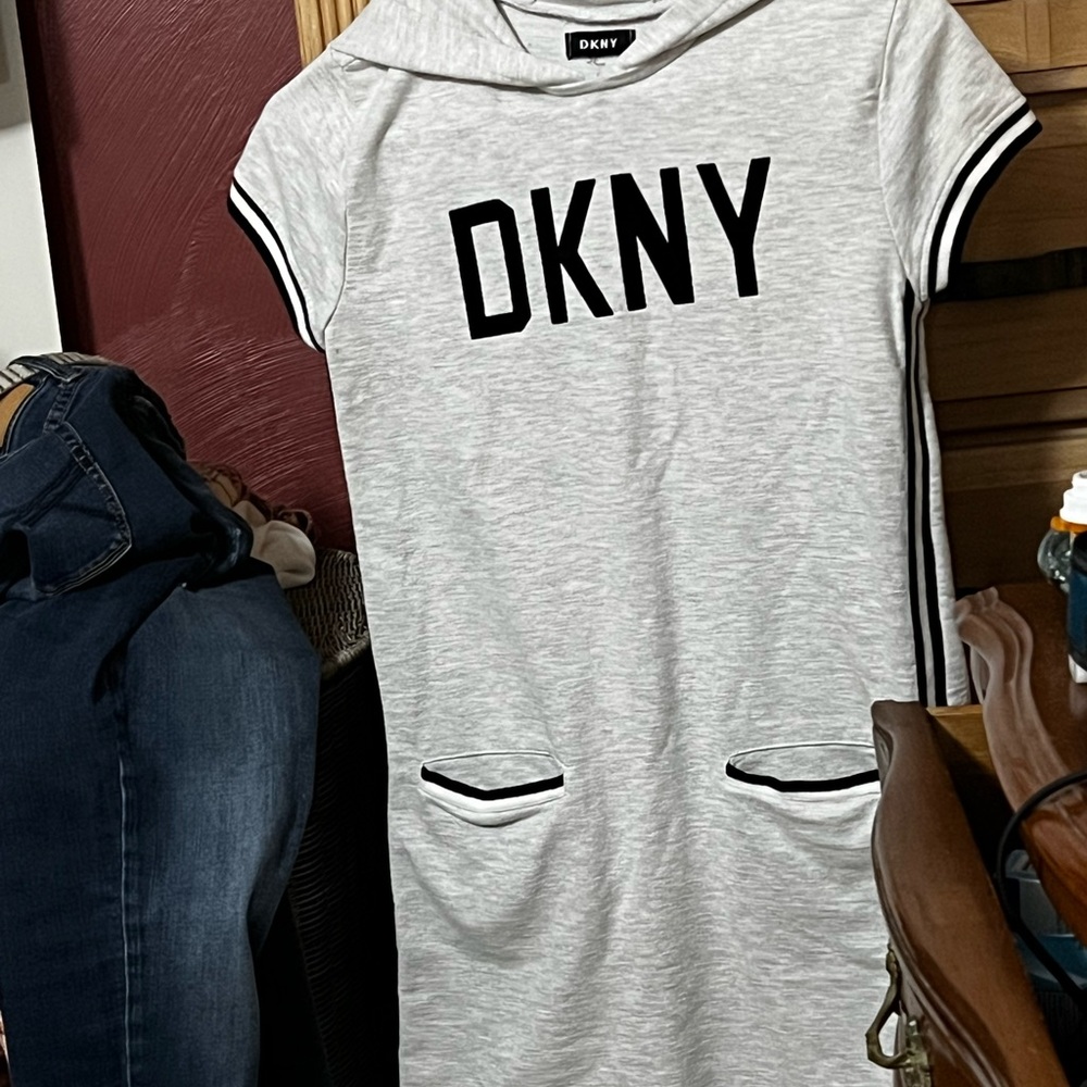 DKNY Gray Hoodie Dress